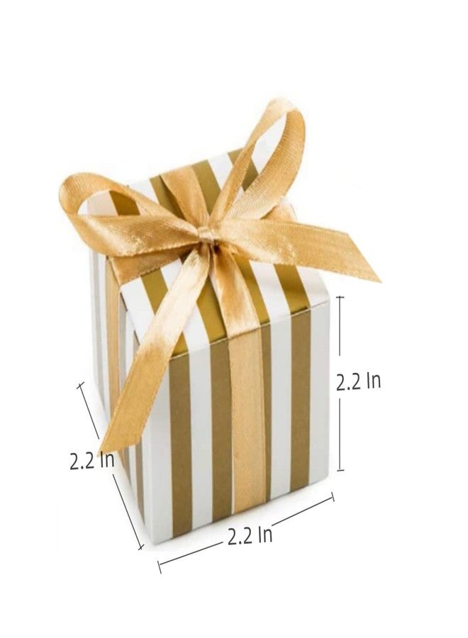 KUPOO 50PCS Favor Boxes,Candy Boxes 2.2x2.2x2.2 Inches Small Gift Boxes with Ribbons for Wedding Baby Shower Decorations Birthday Party (Gold) - Image 2